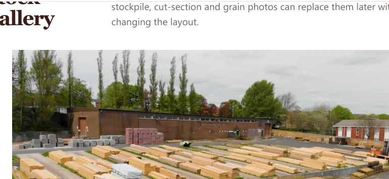 Temporary sample image of timber stockyard and long sections